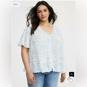 NEW! Torrid Gauze Swiss Dot V-Neck Blouse